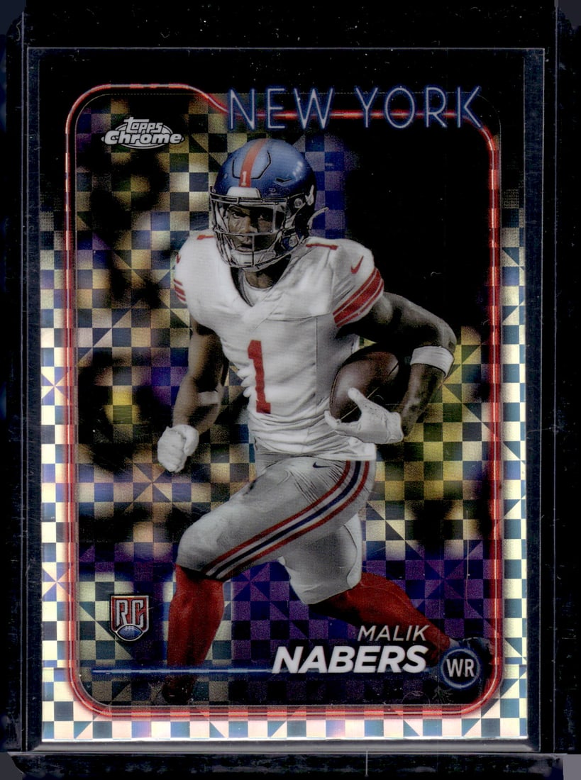 Malik Nabers Rookie Card Xfractor 2024 Topps Chrome #205 New York Giants: Topps Football NFL Trading Sports Cards, Sports Cards for Sale Near Me, Super Bowl & Hall of Fame Player Cards, Resurgence, Composite, SP, SSP, Valuable Auction Memorabilia Lots For Sale On Line