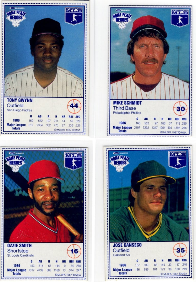 Lot of 4 1987 Kraft Home Plate Heroes Baseball Cards. Gwynn, Schmidt, Canseco, Smith (1 of 2)