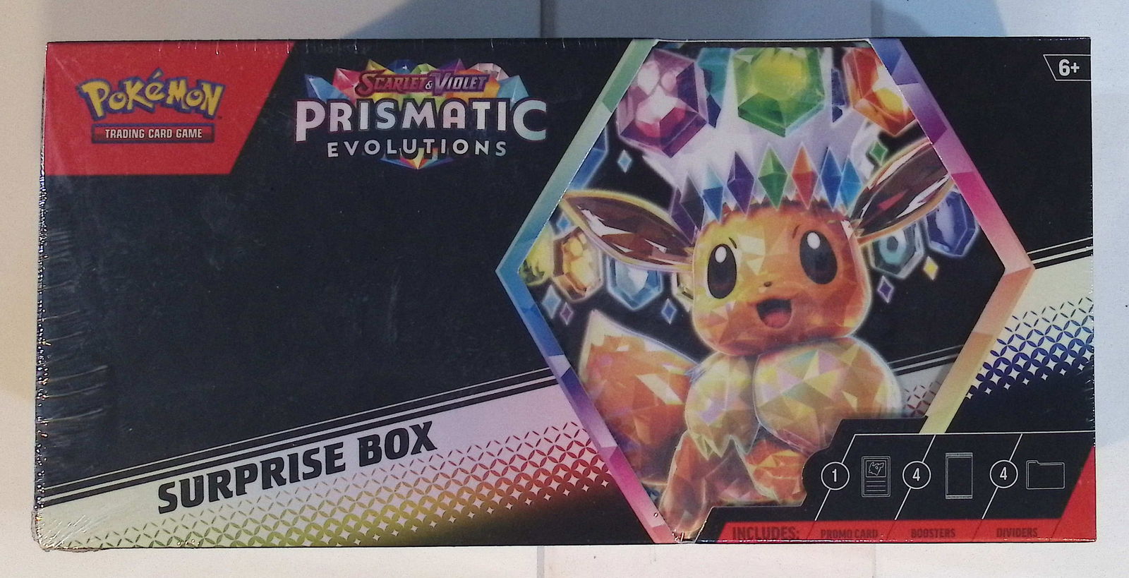 Pokemon Scarlet & Violet Prismatic Evolutions Surprise Box: 1 Foil Promo Card & 4 Booster Packs: Pokemon Trading Card Game Cards, Charizard, Pikachu, Mewto, EX, Referse Holo, Holo Rare Cards, Secret Rare Cards, Full Art Cards, Evee, 3 Stars Ultra Rare Cards, Double Rare, Illustration Rare, Specia