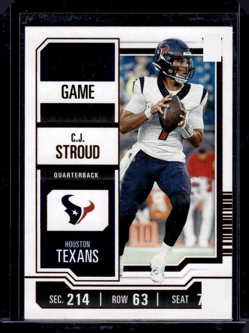 Cj Stroud Rookie Card Bronze 2023 Contenders #40 Houston Texans: Panini Select, Prizm, Mosaic, Contenders, Zenith, Phoenix, Illusions, Absolute, Rookie NFL Sports Trading Cards, SP, SSP, Cards, Football Cards for Sale Near Me, Superbowl & Hall of Fame Player Cards,