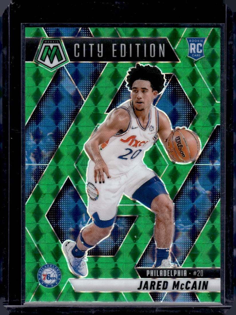 Jared McCain Rookie Card Green Mosaic Prizm 2024-25 Mosaic #277 Sixers, Thunder (1 of 2)
