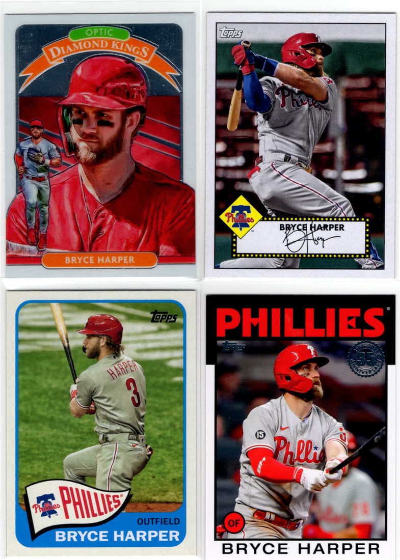 Lot of 4 Bryce Haper Baseball Cards. Topps & Panini, All Different, See Pictures (1 of 2)