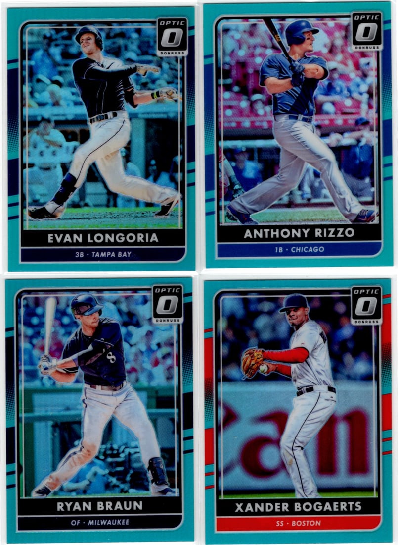 Lot of 4 2016 Donruss Optic Baseball Aqua Prizms /299. All Different, See Pictures (1 of 2)