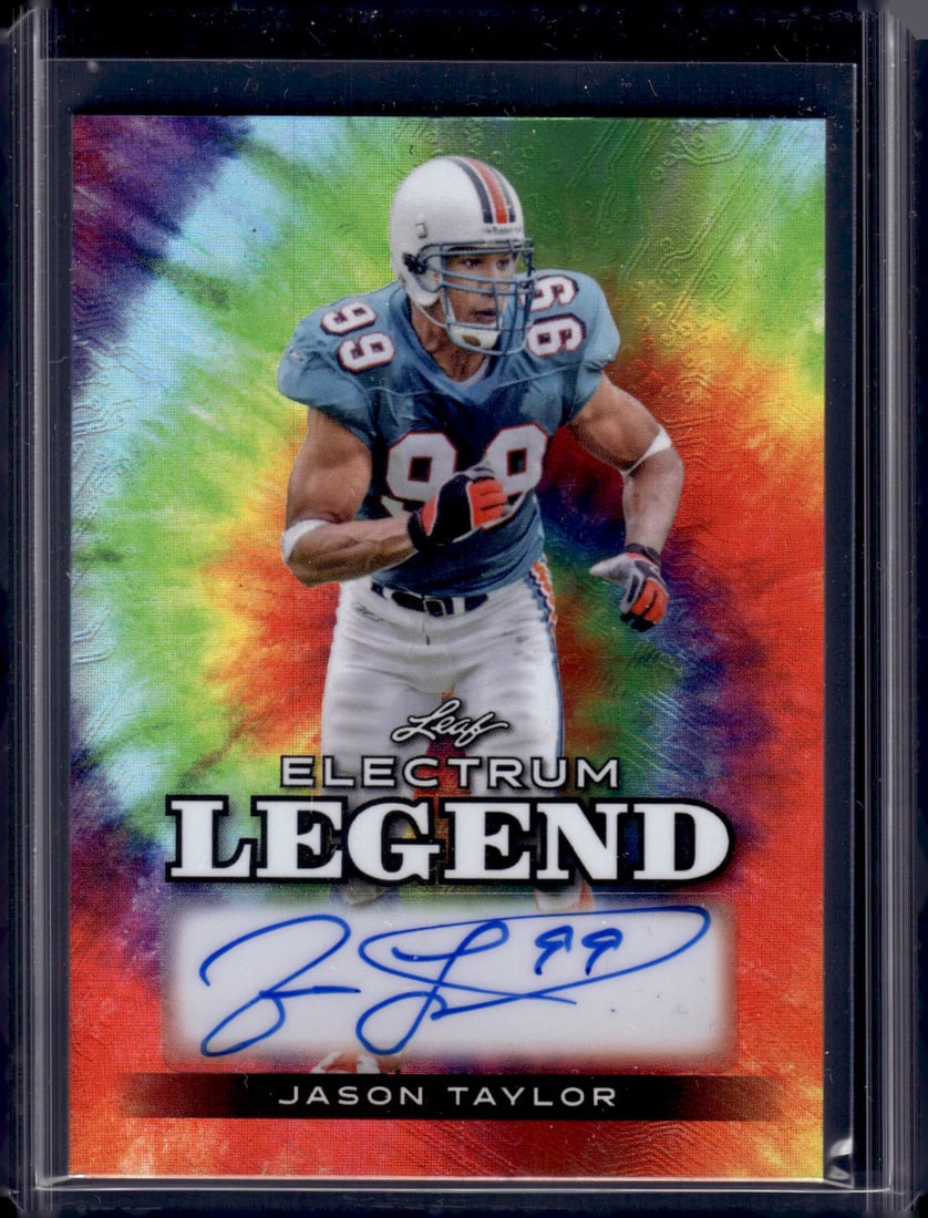 Jason Taylor Auto /8 2024 Leaf Electrum Legend #LA-JT1 Miami Dolphins: Leaf Football NFL Trading Cards, Sports Cards for Sale Near Me, Hall of Fame & Super Bowl Player Cards, Auction Memorabilia Lots for Sale on Line