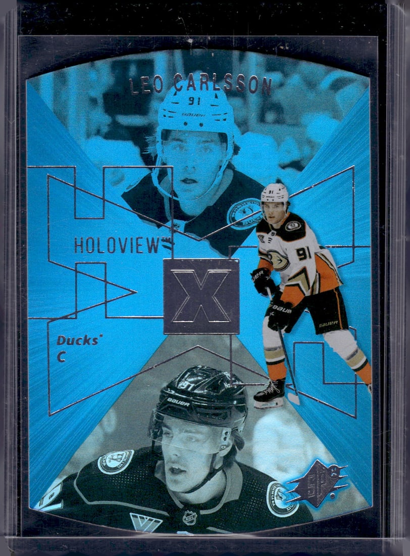 Leo Carlsson Rookie Card Holoview 2022-23 Upper Deck Extended Series #SPX-4 Ducks: Sports Cards, NHL Trading Cards, Rookie Hockey Cards, Stanley Cup, Hockyey Memorabilia Cards, Upper Deck Hockey Hards, Sports Cards for Sale Near Me, Hockey Cards for Sale Near Me, Vintage Hockey Card