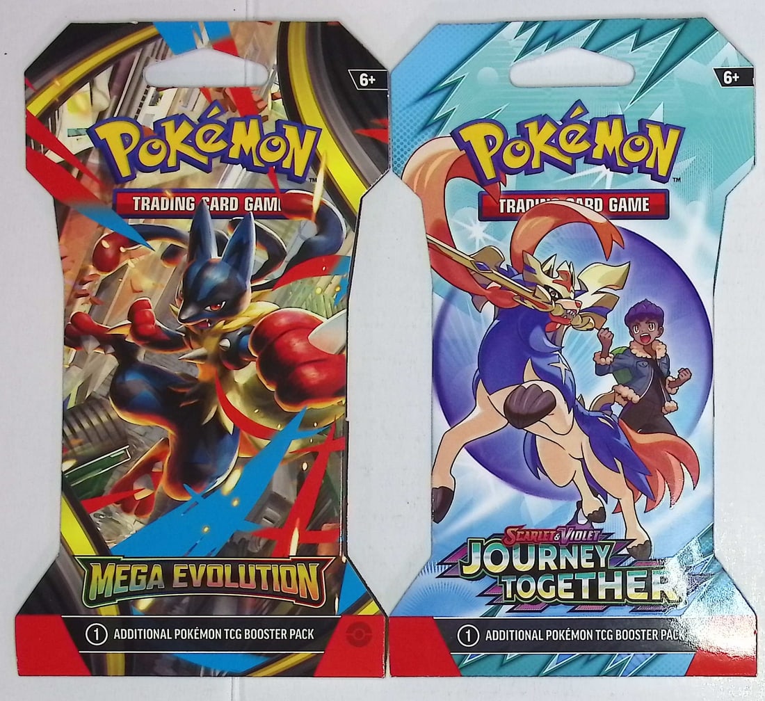 2 COUNT: 1 - 2025 Pokemon Journey Together Booster Pack & 1 - 2025 Mega Evolutions Booster Pack: Pokemon Trading Card Game Cards, Charizard, Pikachu, Mewto, EX, Referse Holo, Holo Rare Cards, Secret Rare Cards, Full Art Cards, Evee, 3 Stars Ultra Rare Cards, Double Rare, Illustration Rare, Specia