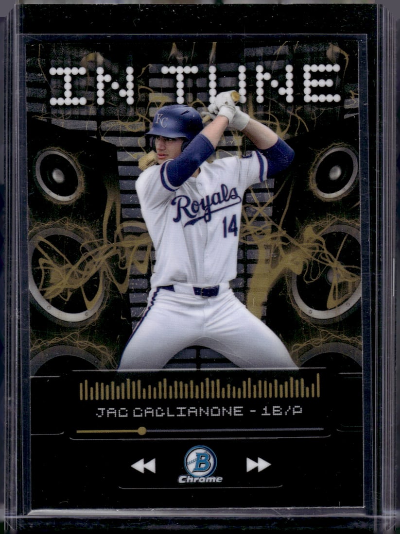 Jac Caglianone In Time 2024 Bowman Chrome Draft #IT-5 Kansas City Royals: Bowman Baseball MLB Trading & Sports Cards, Sports Cards for Sale Near Me, World Series & Hall of Fame Players, SP, SSP, Chrome, 1st Bowman, Auction Memorabilia Lots Sold On Line