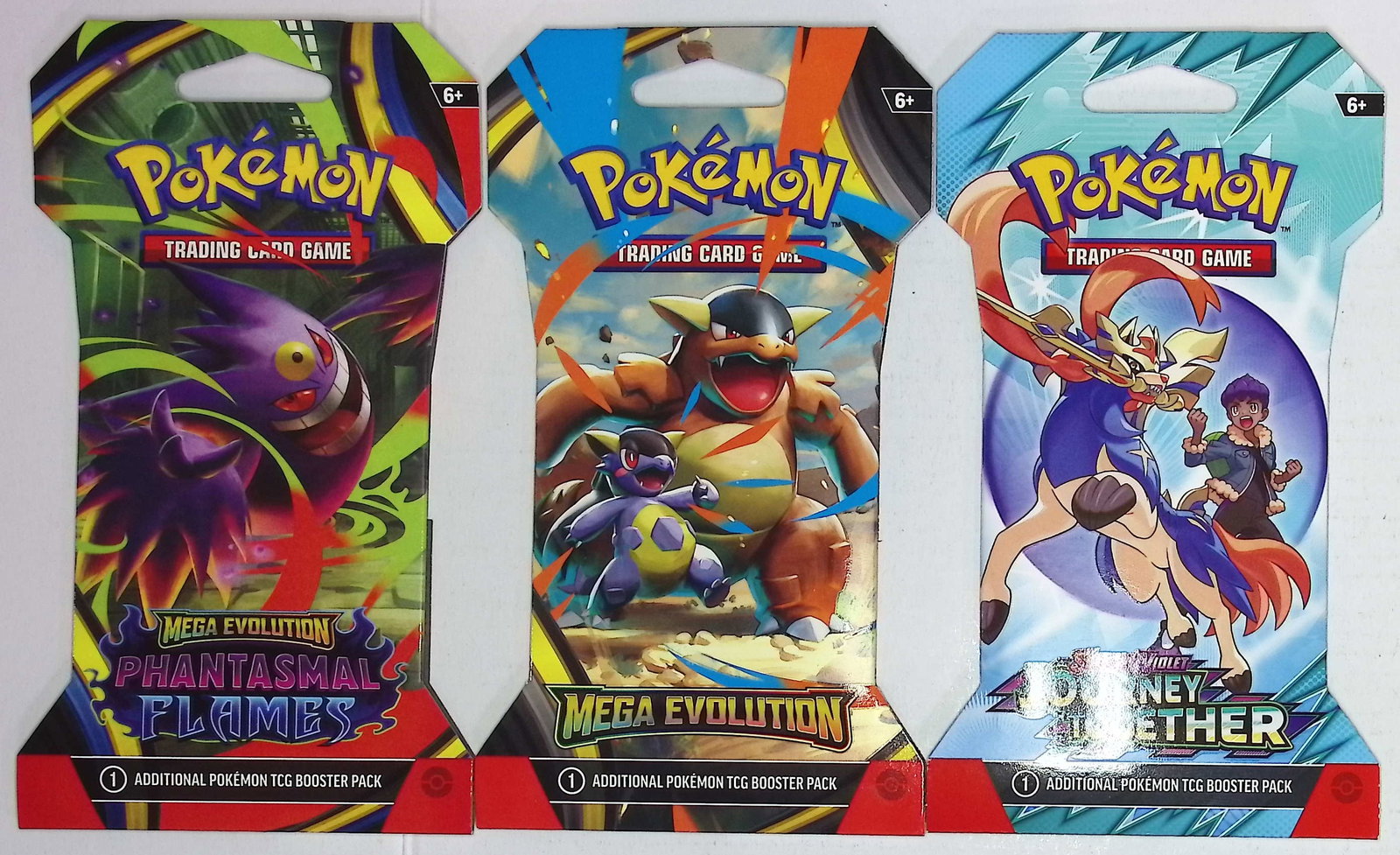 3 COUNT: 1 - 2025 Pokemon Mega Evolutions Booster, 1 - Phantasmal Flames Booster & 1 - Journey (1 of 1)