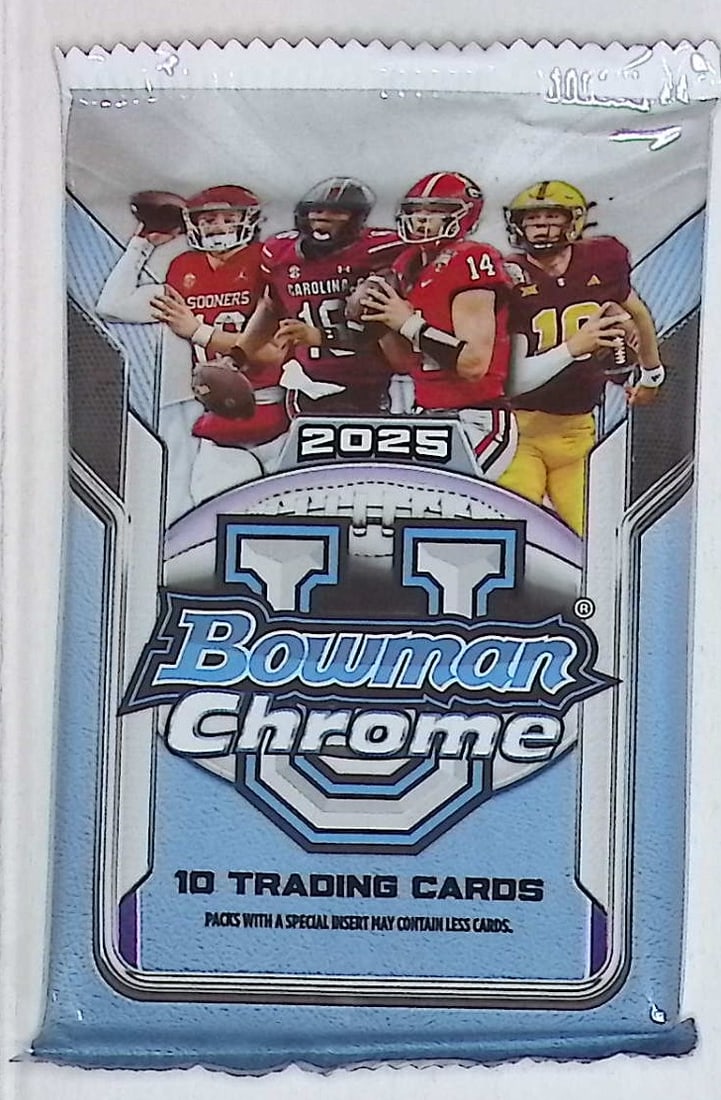 2025 Bowman Chrome U Football Cards MEGA BOX PACK Sports Cards NFL Trading Cards: Bowman Rookie Football NCAA & NFL Trading Sports Cards, Sports Cards for Sale Near Me, 1st Bowman, Prospect, Autographs, Lava, Refractor
