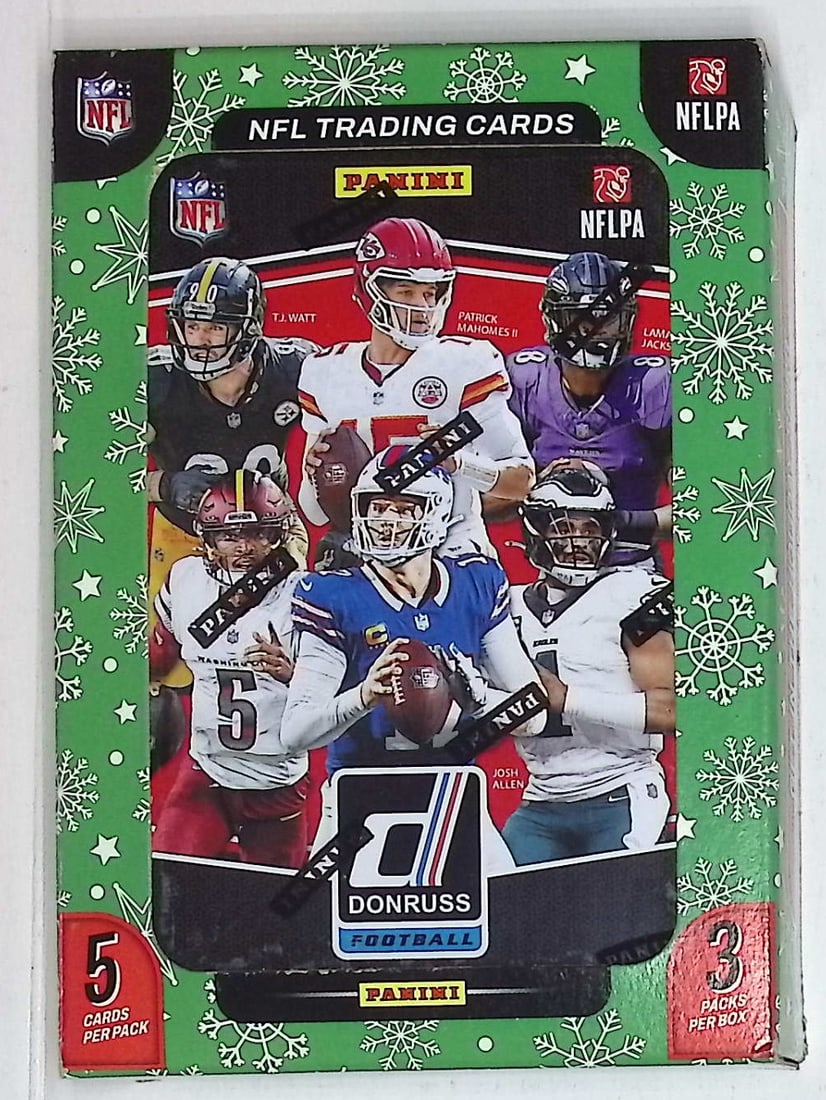 2025 Donruss Football Christmas Tin - Cam Ward, Emeka Egbuka, Ashton Jeanty, Travis Hunter, Omarion: Donruss Football NFL Trading & Sports Cards, Rookie Cards in this set are Cam Ward, Emeka Egbuka, Ashton Jeanty, Travis Hunter, Omarion Hampton, Rated Rookie, Downtown SSP, Sports Cards for Sale Near