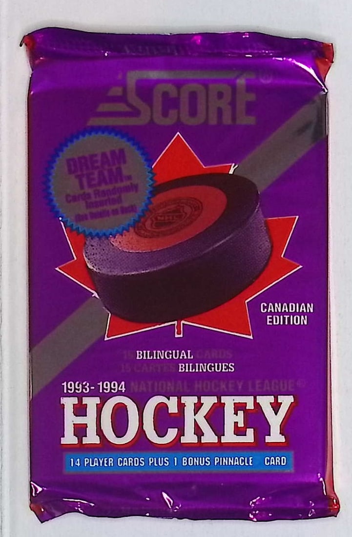 1993-94 Score Bilingual Canadian Edition Hockey Retail Box Pack: Score Vintage Hockey NHL Trading & Sports Cards, Brett Hull, Ray Bourque, Patrick Roy, Mario Lemieux, Wayne Gretzky, Old Sports Cards for Sale Near Me, Stanley Cup & Hall of Fame Players, Valuable Auc