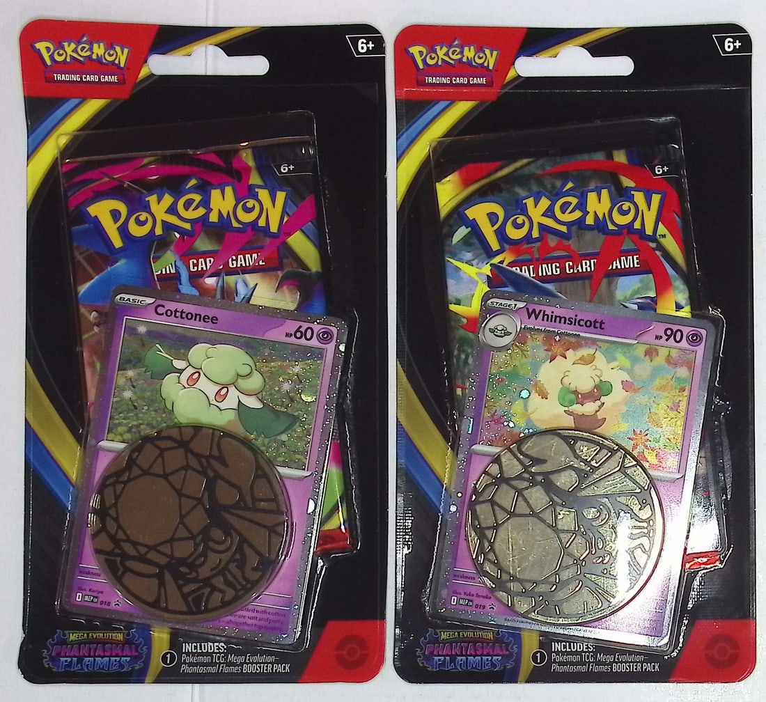 2 COUNT: Pokemon Phantasmal Flames Single Booster Blister Hanger w/ 1 Coin & 2 Promo Cards (1 of 1)