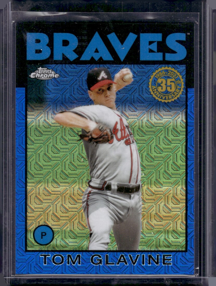 Tom Glavine Silver Pack Mojo Blue Refractor /150 2021 Topps #86C-21 Atlanta Braves (1 of 2)