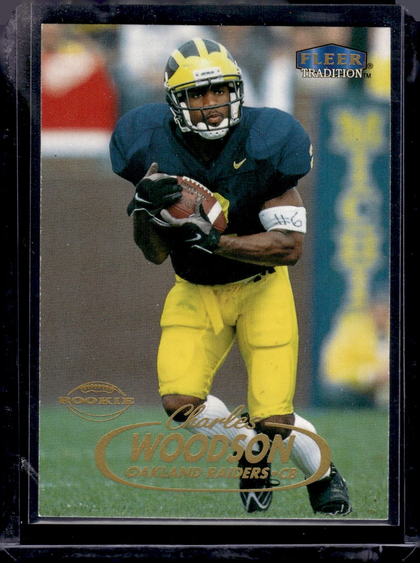 Charles Woodson Rookie Card 1998 Fleer Tradition #247 Michigan, Raiders (1 of 2)