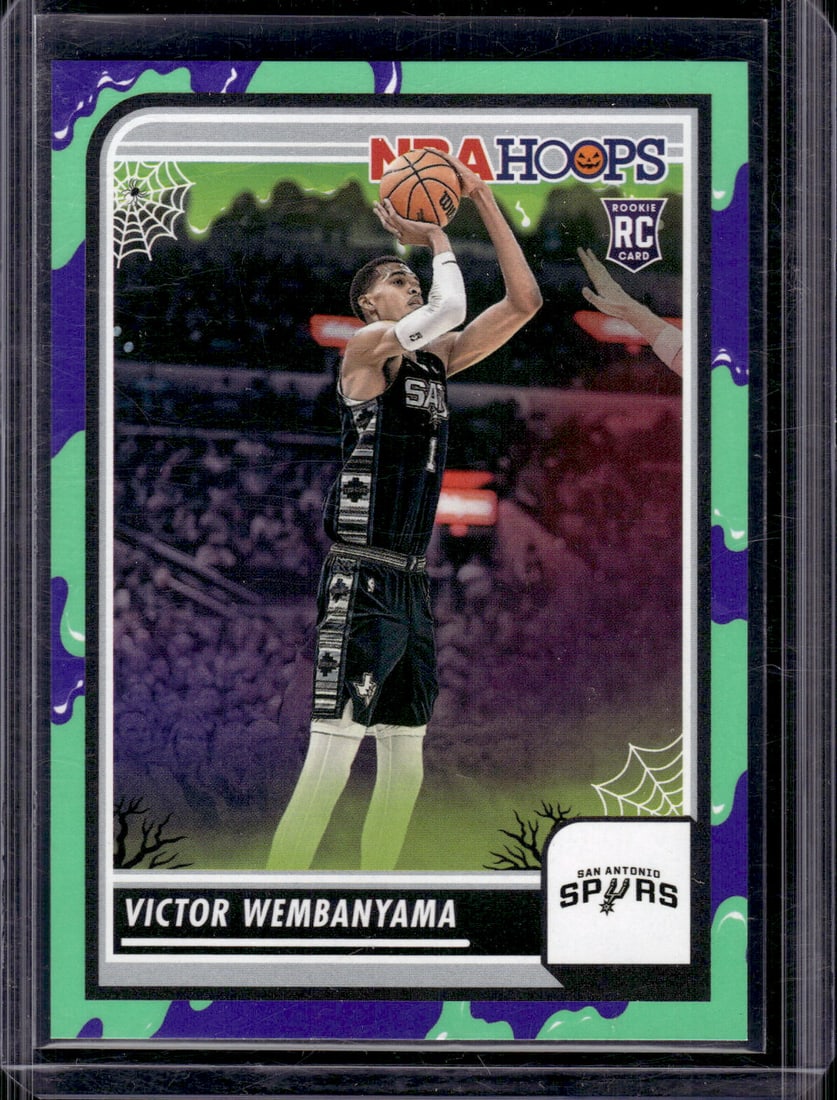 Victor Wembanyama Rookie Card Slime Parallel 2023-24 Haunted Hoops #108 Spurs: Panini Select, Prizm, Mosaic, Contenders, Revolution, Phoenix, NBA Hoops, Rookie NFL Sports Trading Cards, Silver, SP, SSP, Wave Prizms, Numbered Cards, Basketball sports Cards for Sale Near Me, NBA C