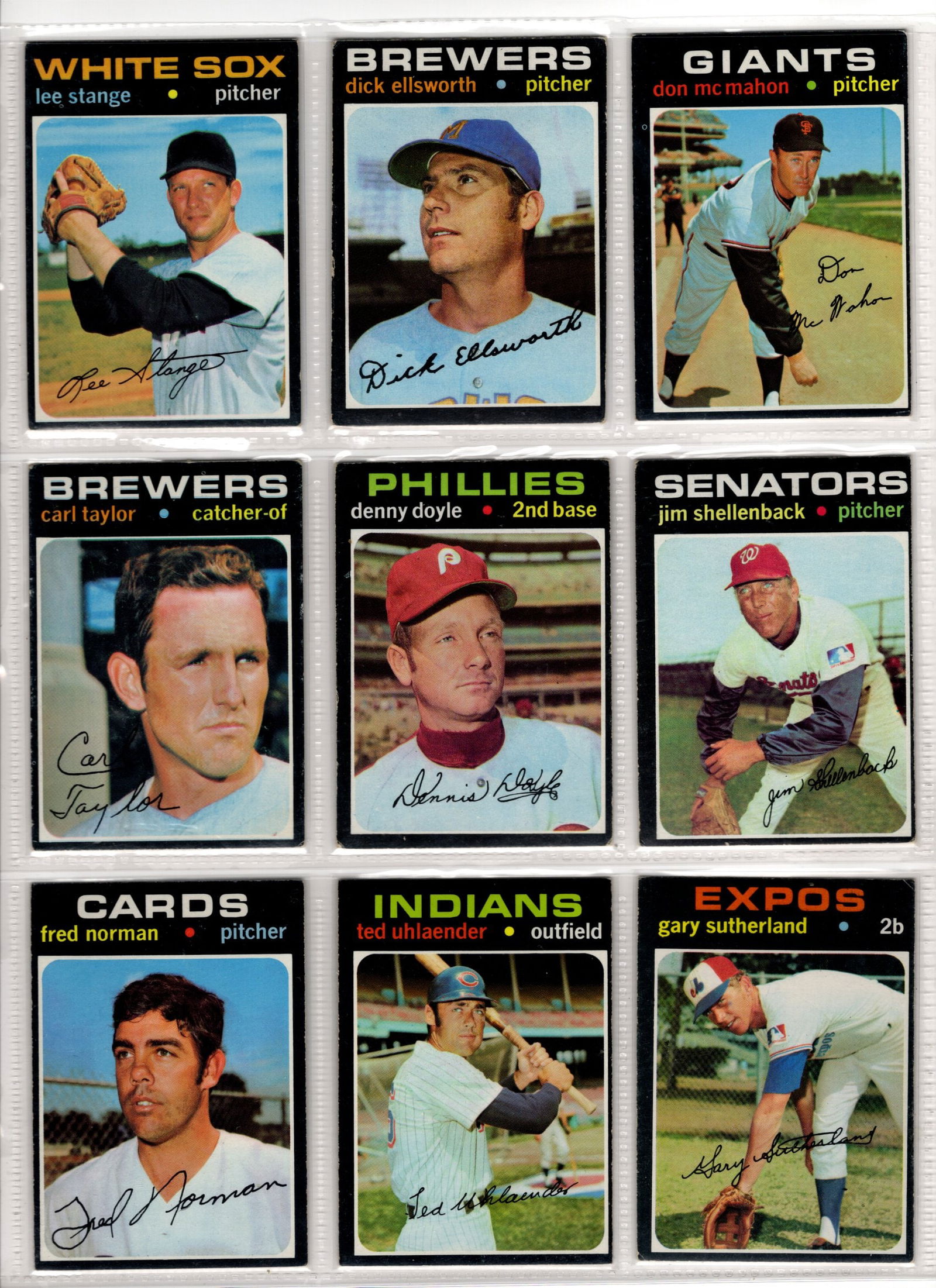 Lot of 9 1971 Topps Vintage Baseball Cards. All Different, See Pictures for Cards/Condition (1 of 2)