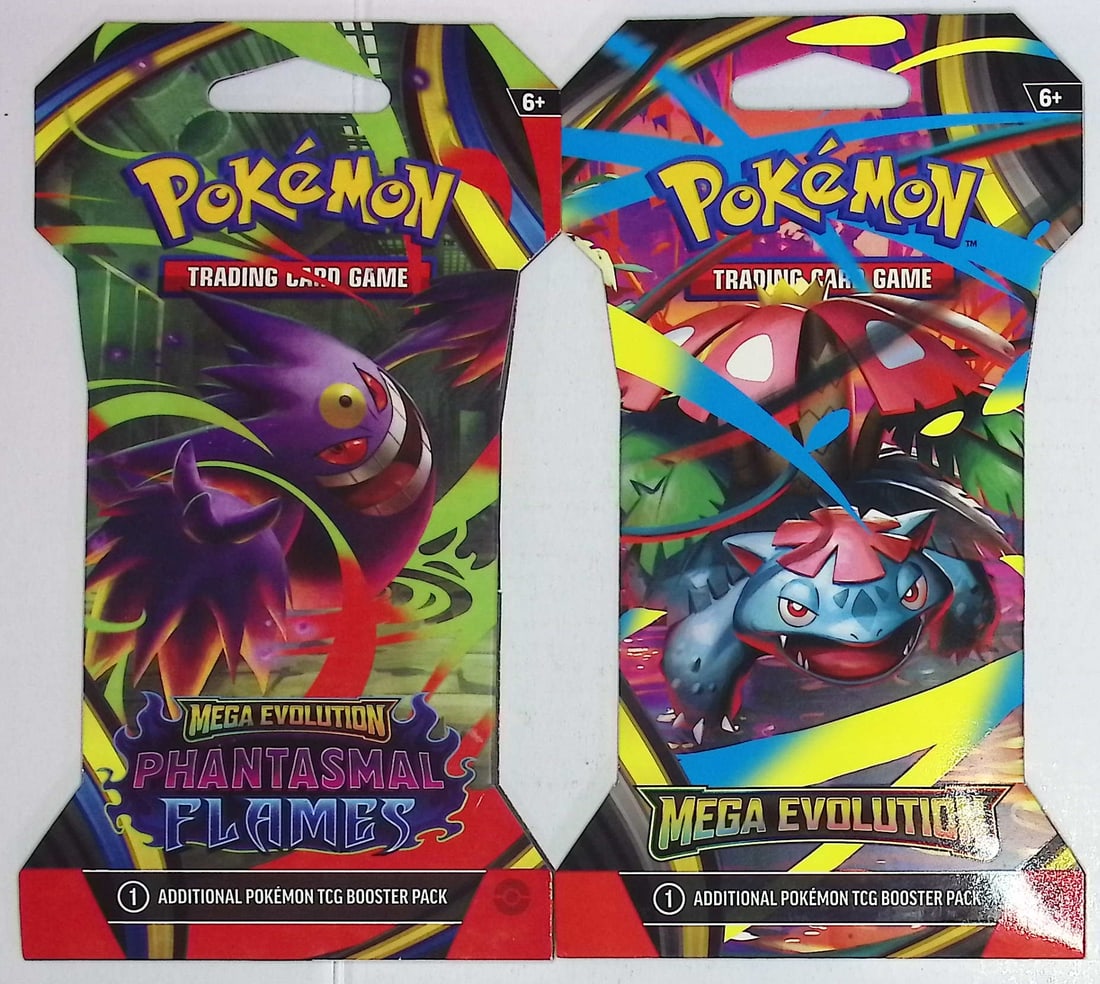 2 COUNT: 1 - 2025 Pokemon Mega Evolutions Booster Pack & 1 - 2025 Phantasmal Flames Booster Pack (1 of 1)