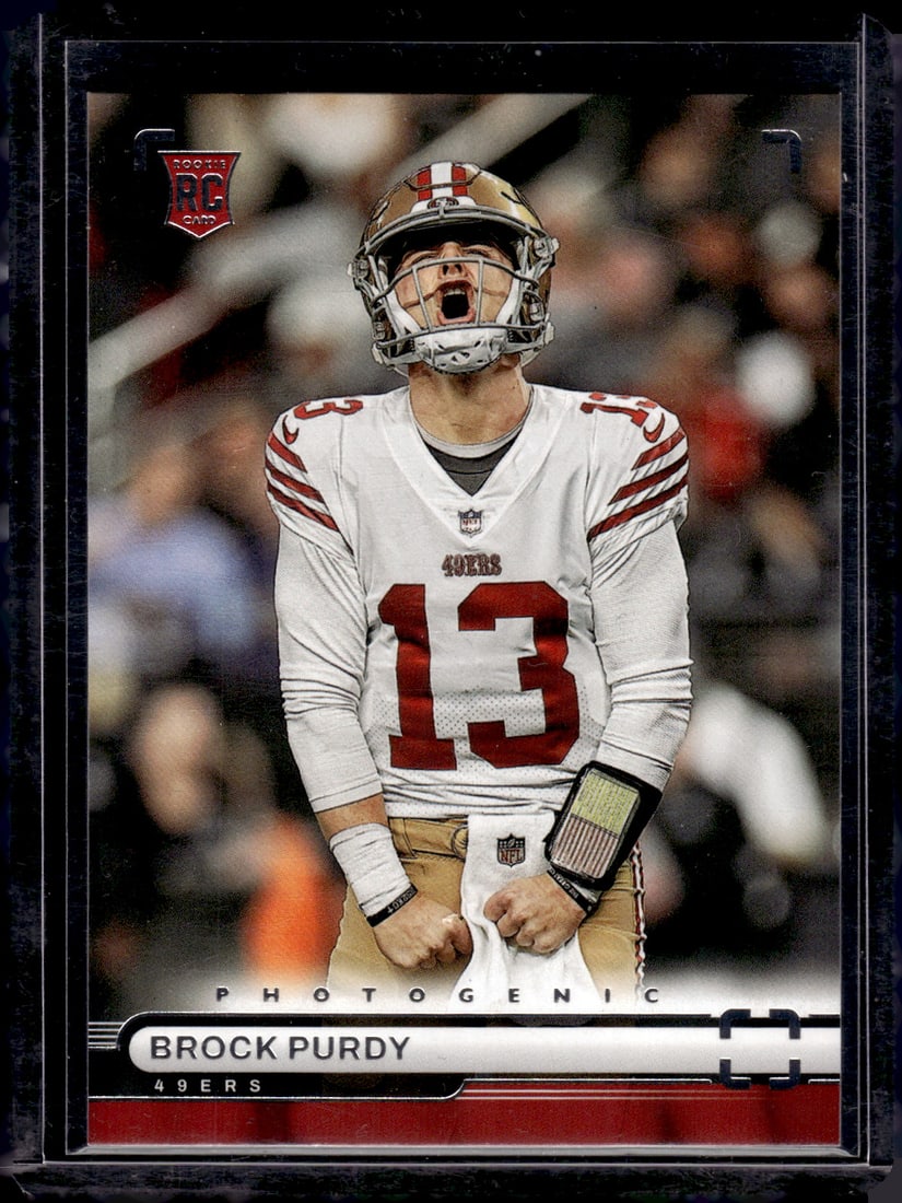 Brock Purdy Rookie Card Photogenic 2022 Panini Chronicles #PH-36 San Francisco 49ers: Panini Select, Prizm, Mosaic, Contenders, Zenith, Phoenix, Illusions, Absolute, Rookie NFL Sports Trading Cards, SP, SSP, Cards, Football Cards for Sale Near Me, Superbowl & Hall of Fame Player Cards,