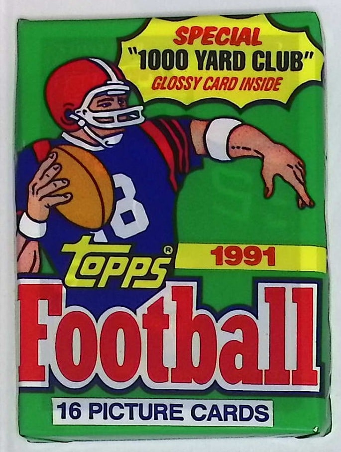 1991 Topps Football Card Retail Box Wax Pack NFL Trading Card, Sports Cards: Vintage Valuable Football NFL Trading & Sports Cards, Old Sports Cards Sold On Line, Auction Lots Sold On Line, Super Bowl and Hall of Fame Players, Dallas Cowboys, Buffalo Bills, Steelers, 49ers, Joe