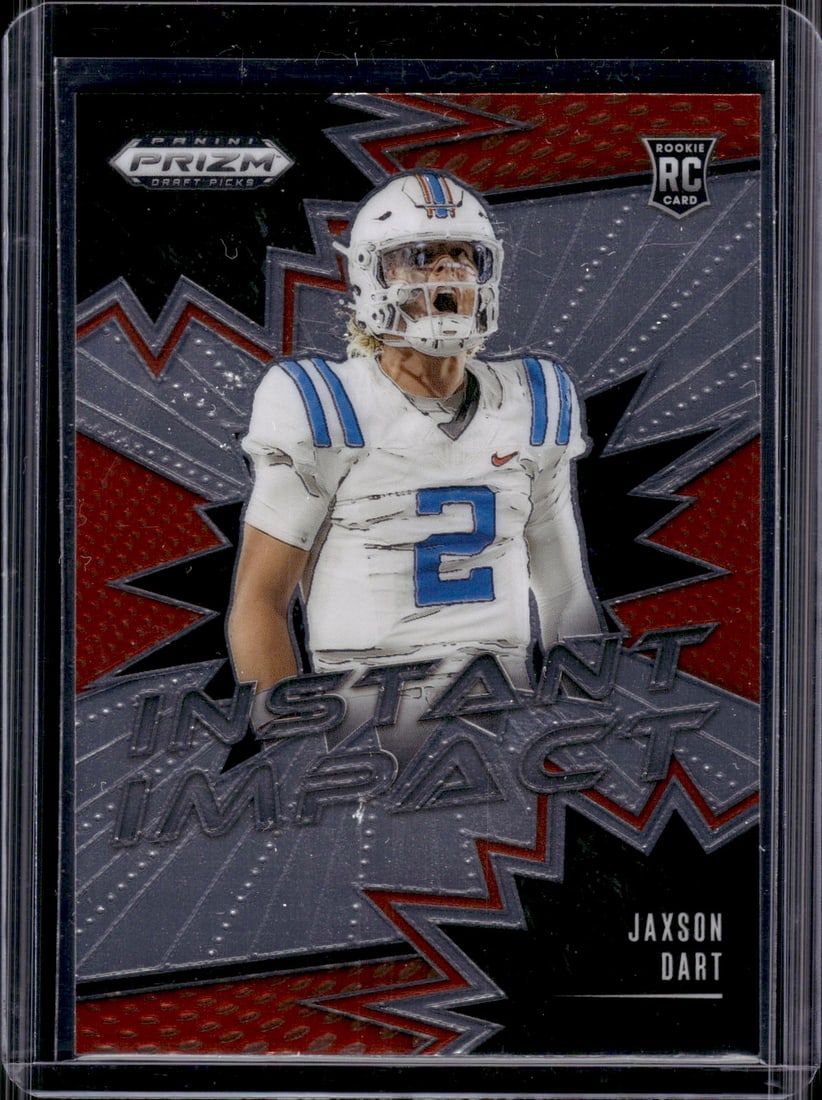 Jaxson Dart Rookie Card Instant Impact 2025 Prizm Draft Picks #II-JDT Ole Miss, Giants: Panini Select, Prizm, Mosaic, Contenders, Zenith, Phoenix, Illusions, Absolute, Rookie NFL Sports Trading Cards, SP, SSP, Cards, Football Cards for Sale Near Me, Superbowl & Hall of Fame Player Cards,