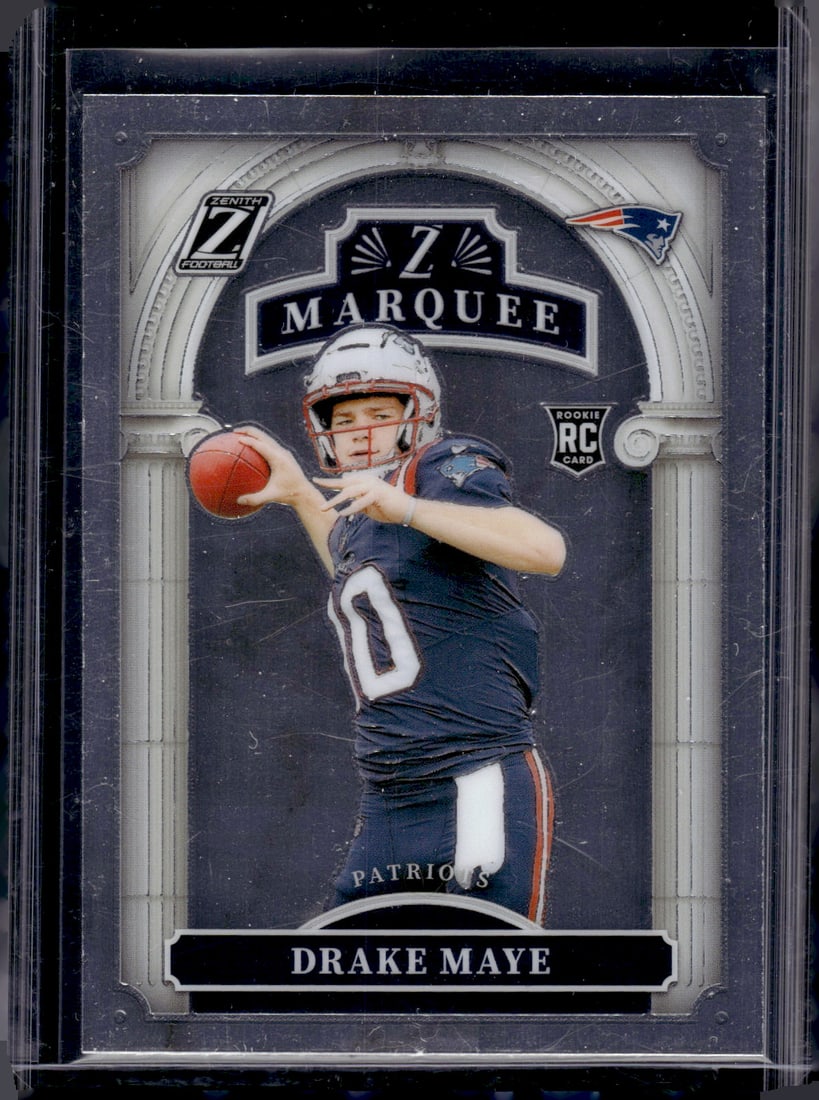 Drake Maye Rookie Card Z Marquee 2024 Panini Zenith #3 New England Patriots: Panini Select, Prizm, Mosaic, Contenders, Zenith, Phoenix, Illusions, Absolute, Rookie NFL Sports Trading Cards, SP, SSP, Cards, Football Cards for Sale Near Me, Superbowl & Hall of Fame Player Cards,