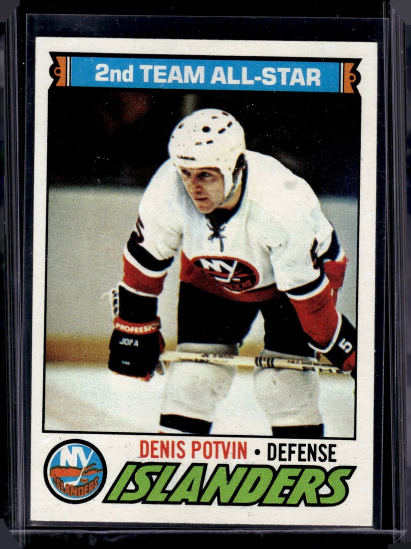Denis Potvin 1977-78 Topps #10 New York Islanders: Topps Vintage NHL Hockey Trading & Sports Cards, Old Sports Cards for Sale Near Me, Stanley Cup & Hall of Fame Players, Valuable Auction Memorabilia Lots for Sale On Line