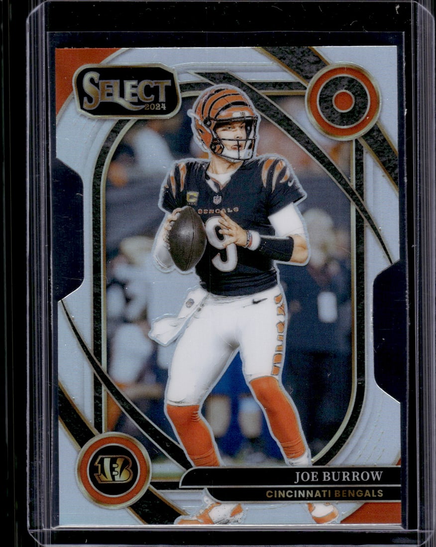 Joe Burrow Silver Prizm Die Cut 2024 Select #230 Cincinnati Bengals: Panini Select, Prizm, Mosaic, Contenders, Zenith, Phoenix, Illusions, Absolute, Rookie NFL Sports Trading Cards, SP, SSP, Cards, Football Cards for Sale Near Me, Superbowl & Hall of Fame Player Cards,