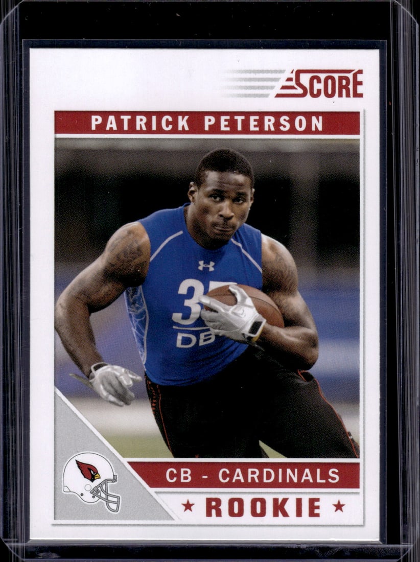 Patrick Peterson Rookie Card 2011 Score #371 Arizona Cardinals: Panini Select, Prizm, Mosaic, Contenders, Zenith, Phoenix, Illusions, Absolute, Rookie NFL Sports Trading Cards, SP, SSP, Cards, Football Cards for Sale Near Me, Superbowl & Hall of Fame Player Cards,