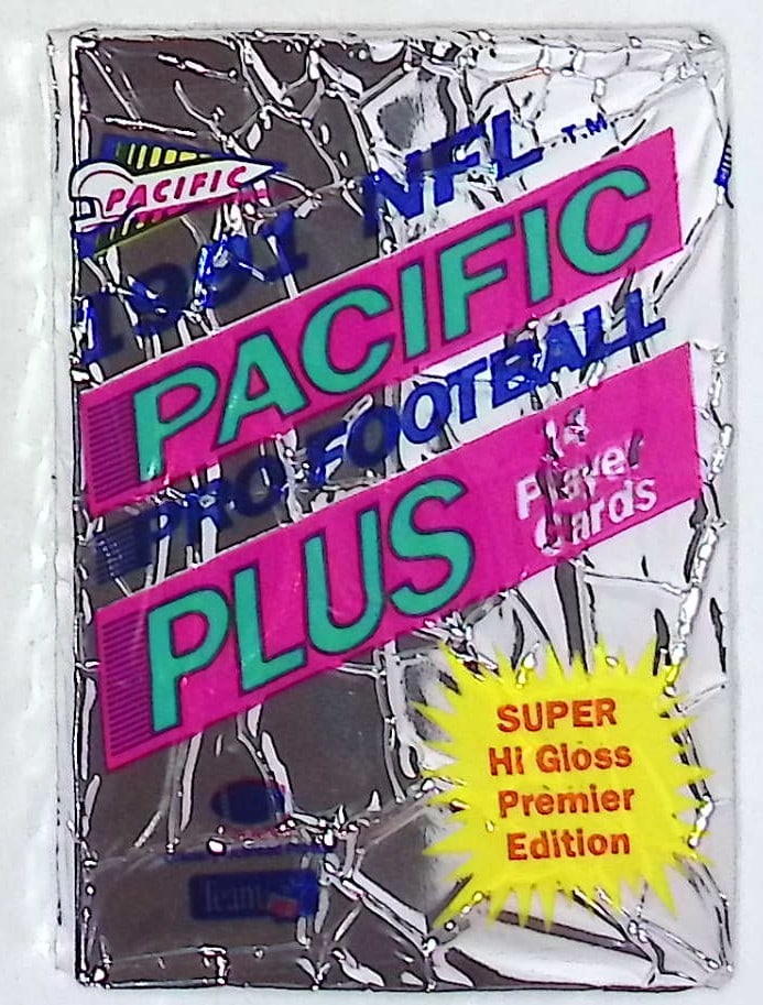 1991 Pacific Plus Premier Edition Football Retail Box Wax Pack - Super Hi Gloss!: Pacific Football NFL Trading & Sports Cards, Brett Favre Rookie Card, John Elway, Bo Jackson, Jerry Rice, Dan Marino, Deion Sanders, Old Sports Cards for Sale Near Me, Vintage Valuable Auction Commemo