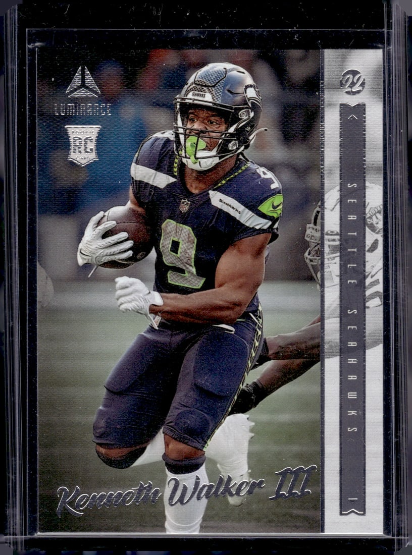 Kenneth Walker Rookie Card 2022 Chronicles Luminance #206 Seattle Seahawks: Panini Select, Prizm, Mosaic, Contenders, Zenith, Phoenix, Illusions, Absolute, Rookie NFL Sports Trading Cards, SP, SSP, Cards, Football Cards for Sale Near Me, Superbowl & Hall of Fame Player Cards,