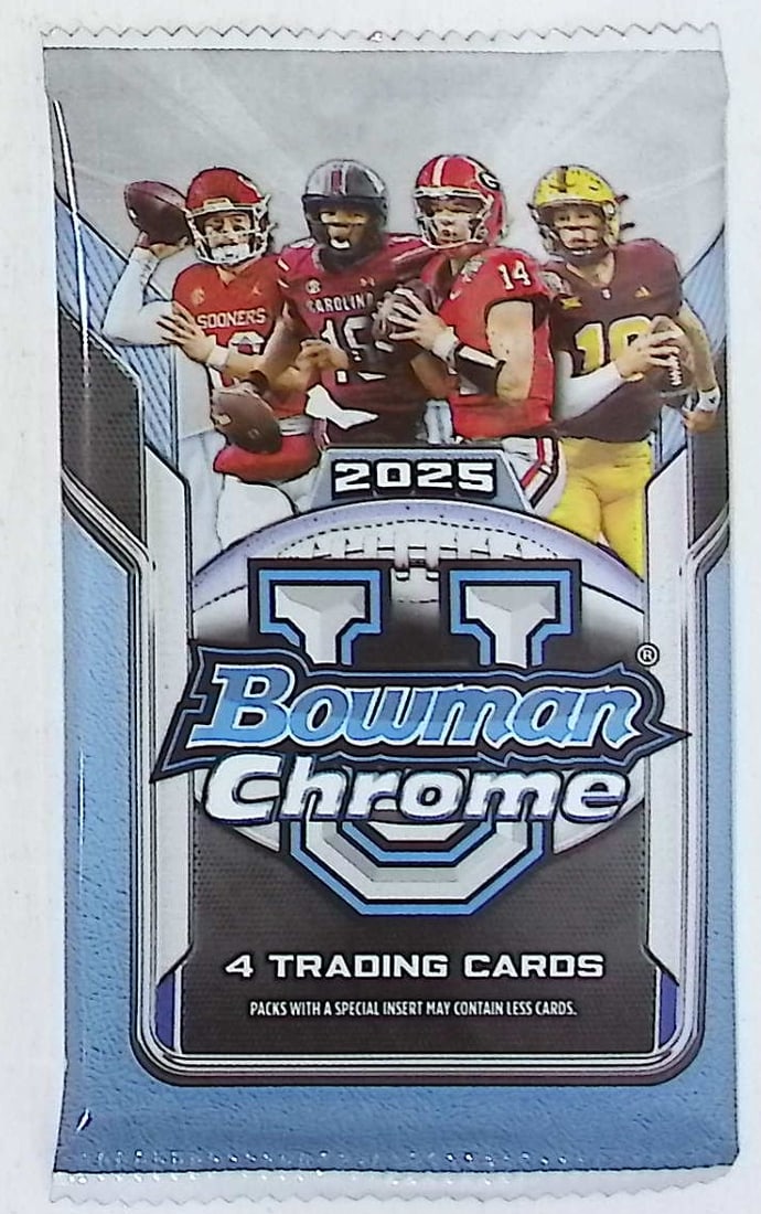 2025 Bowman Chrome U Football Cards BLASTER BOX PACK Sports Cards NFL Trading Cards: Bowman Rookie Football NCAA & NFL Trading Sports Cards, Sports Cards for Sale Near Me, 1st Bowman, Prospect, Autographs, Lava, Refractor