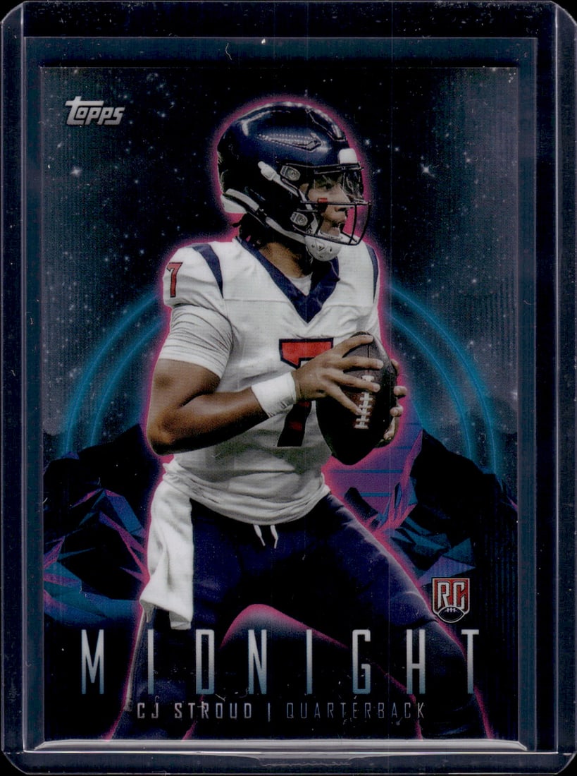 Cj Stroud Rookie Card Midnight 2023 Topps Composite #320 Houston Texans: Topps Football NFL Trading Sports Cards, Sports Cards for Sale Near Me, Super Bowl & Hall of Fame Player Cards, Resurgence, Composite, SP, SSP, Valuable Auction Memorabilia Lots For Sale On Line