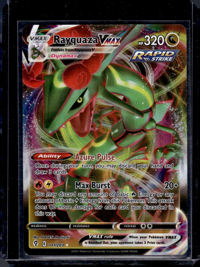 2021 Pokemon Evolving Skies Rayquaza VMax #111: Pokemon Trading Card Game Cards, Charizard, Pikachu, Mewtwo, Reverse Holo, Holo Rare, Secret Rare Cards, Full Art Cards, Eevee, Ultra Rare Card, Illustration Rare, Special Illustration Rare SIR