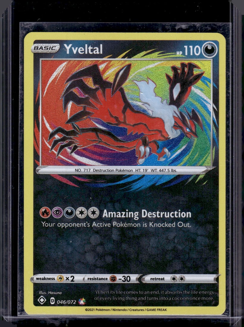 2021 Pokemon Shining Fates Yveltal Amazing Rare #46: Pokemon Trading Card Game Cards, Charizard, Pikachu, Mewtwo, Reverse Holo, Holo Rare, Secret Rare Cards, Full Art Cards, Eevee, Ultra Rare Card, Illustration Rare, Special Illustration Rare SIR
