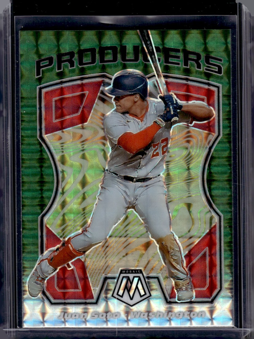 Juan Soto Producers Green Mosaic Prizm 2021 Mosaic #P6 Nationals, Mets: Panini Baseball MLB Trading & Sports Cards, Sports Cards for Sale Near Me, Prizm, Mosaic, Select, SP, SSP, Auction Memorabilia Lots for Sale On Line, World Series & Hall of Fame Players