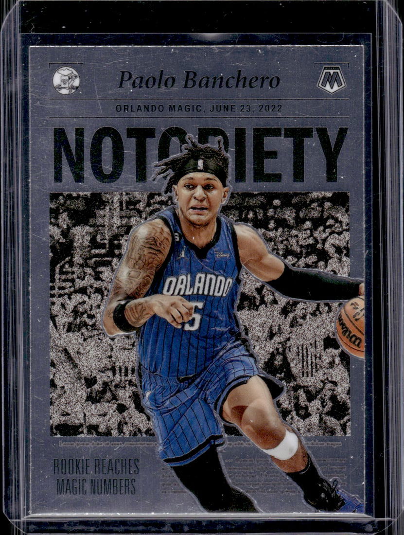 Paolo Banchero Rookie Card Notoriety 2022-23 Mosaic #6 Orlando Magic: Panini Select, Prizm, Mosaic, Contenders, Revolution, Phoenix, NBA Hoops, Rookie NFL Sports Trading Cards, Silver, SP, SSP, Wave Prizms, Numbered Cards, Basketball sports Cards for Sale Near Me, NBA C