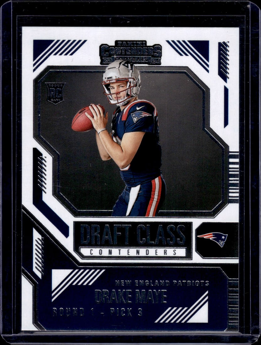 Drake Maye Rookie Card Draft Class 2024 Panini Contenders #3 New England Patriots: Panini Select, Prizm, Mosaic, Contenders, Zenith, Phoenix, Illusions, Absolute, Rookie NFL Sports Trading Cards, SP, SSP, Cards, Football Cards for Sale Near Me, Superbowl & Hall of Fame Player Cards,
