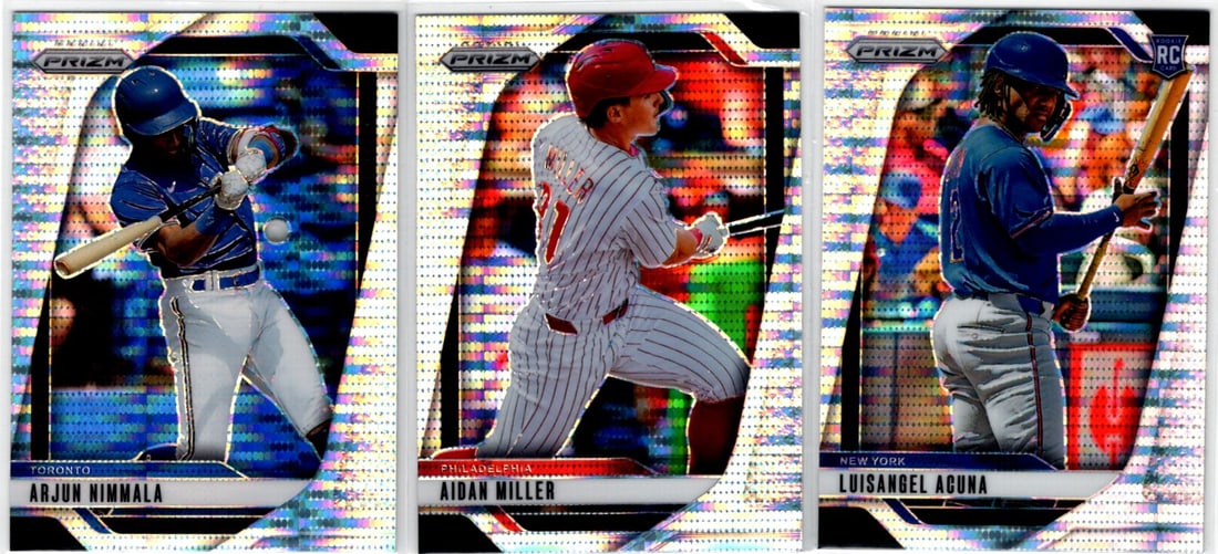 Lot of 3 2025 Panini Prizm Baseball Pulsar Prizms /499. Nimmala, Miller, L. Acuna RC: Panini Baseball MLB Trading & Sports Cards, Sports Cards for Sale Near Me, Prizm, Mosaic, Select, SP, SSP, Auction Memorabilia Lots for Sale On Line, World Series & Hall of Fame Players