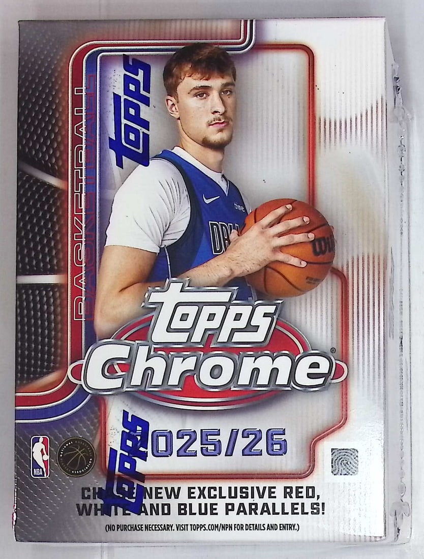 2025 Topps Chrome Basketball Cards BLASTER BOX - Cooper Flagg Rookie Card: Topps Chrome Basketball NBA Trading & Sports Cards, Victor Wembanyama, Brandon Miller, Amen Thompson, Scoot Henderson, Ausar Thompson, Autographs, Signatures, Green Topps Logo Refractor, Auction Lots