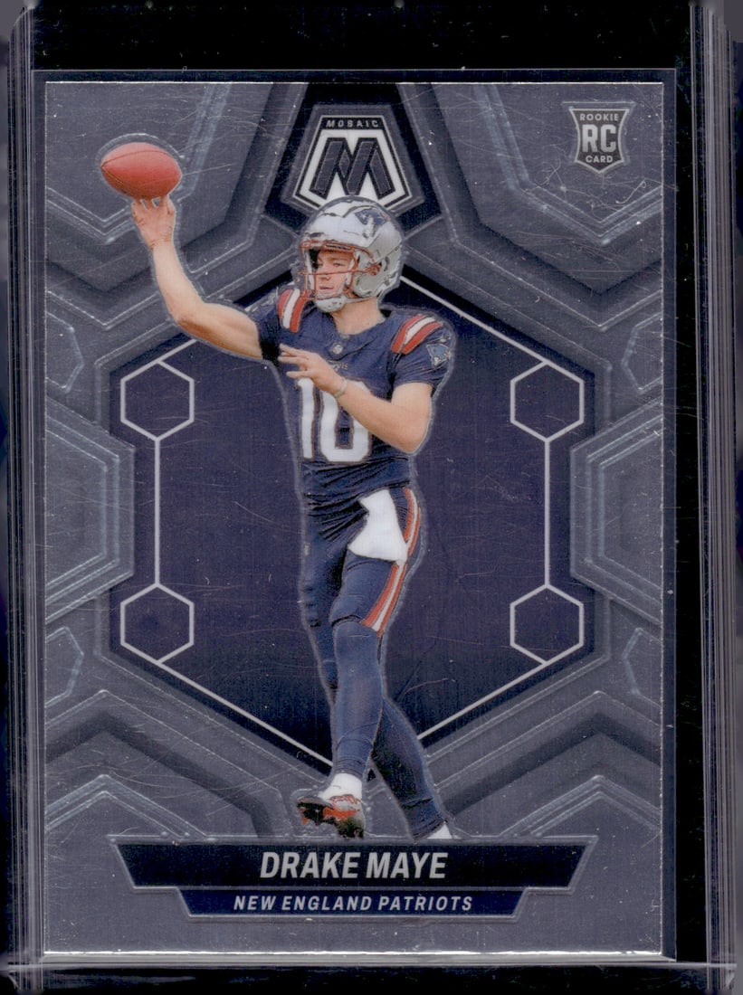 Drake Maye Rookie Card 2024 Panini Mosaic #303 New England Patriots: Panini Select, Prizm, Mosaic, Contenders, Zenith, Phoenix, Illusions, Absolute, Rookie NFL Sports Trading Cards, SP, SSP, Cards, Football Cards for Sale Near Me, Superbowl & Hall of Fame Player Cards,