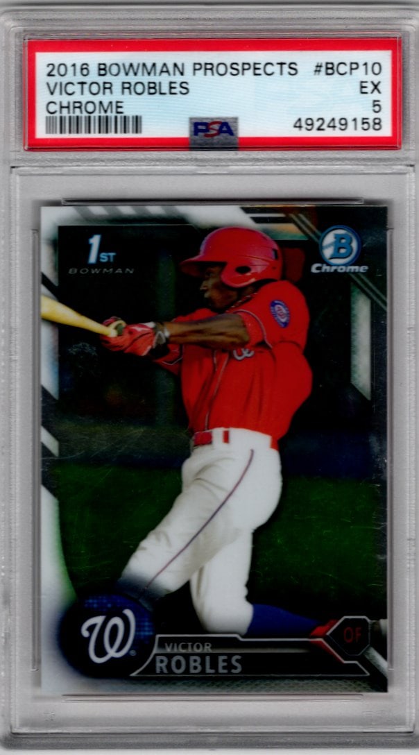 Victor Robles 1st Bowman 2016 Bowman Chrome BCP10 PSA 5 Mariners: Bowman Baseball MLB Trading & Sports Cards, Sports Cards for Sale Near Me, World Series & Hall of Fame Players, SP, SSP, Chrome, 1st Bowman, Auction Memorabilia Lots Sold On Line