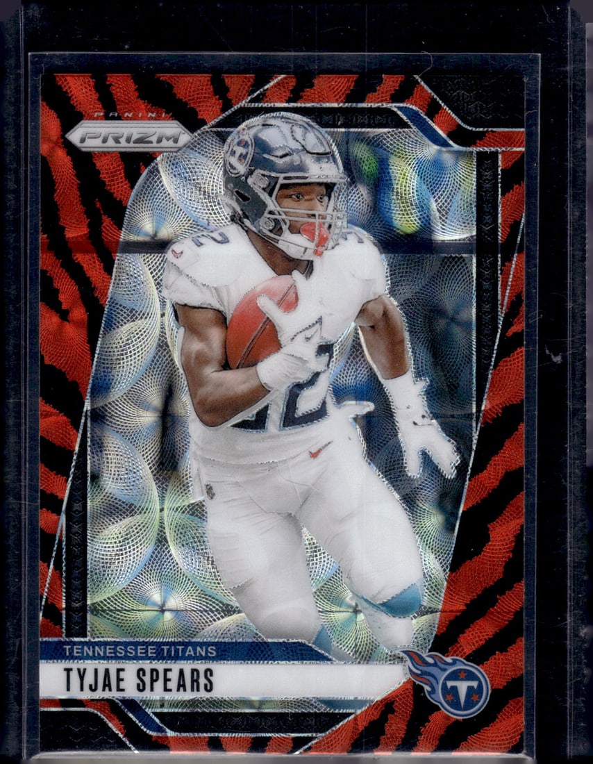 Tyjae Spears Tiger Stripe Prizm SSP 2024 Panini Prizm Choice #278 Tennessee Titans: Panini Select, Prizm, Mosaic, Contenders, Zenith, Phoenix, Illusions, Absolute, Rookie NFL Sports Trading Cards, SP, SSP, Cards, Football Cards for Sale Near Me, Superbowl & Hall of Fame Player Cards,