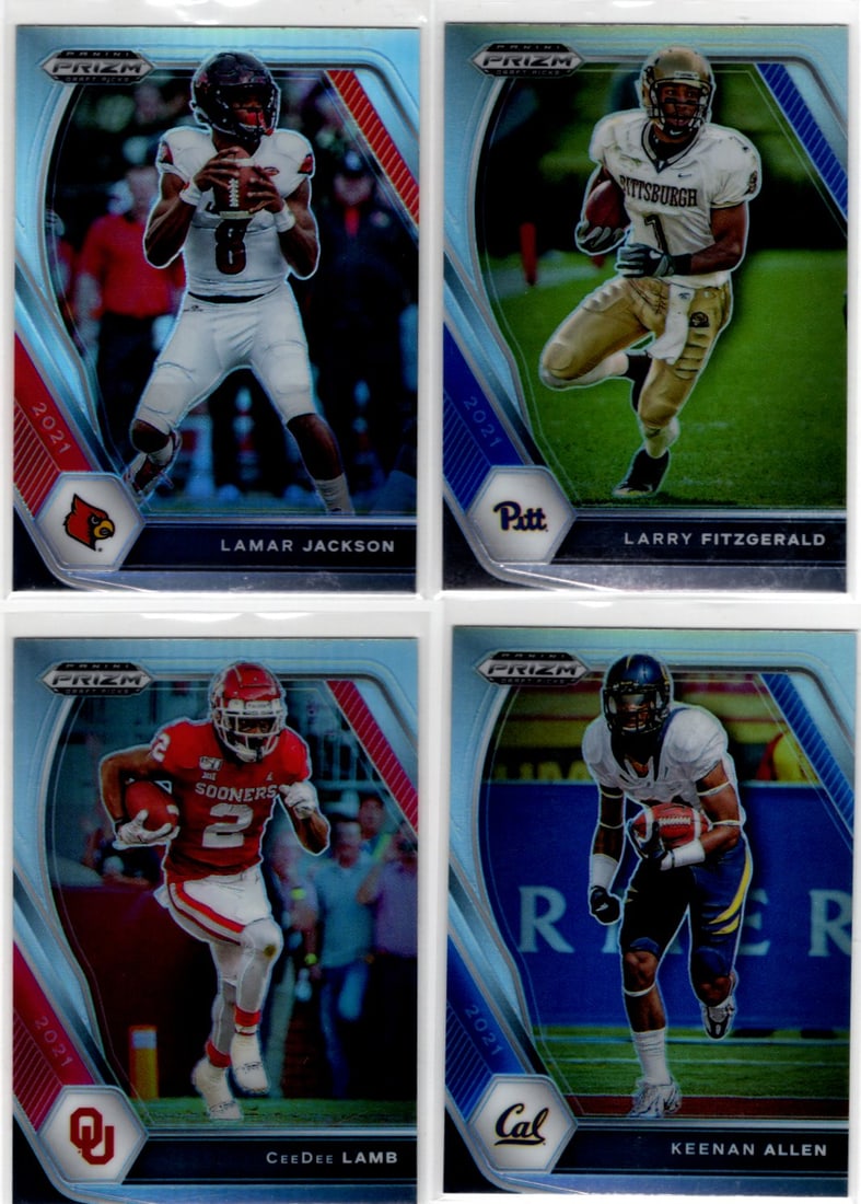 Lot of 4 2021 Select Draft Picks Football Silver Prizms. Jackson, Fitzgerald, Lamb, Allen (1 of 2)