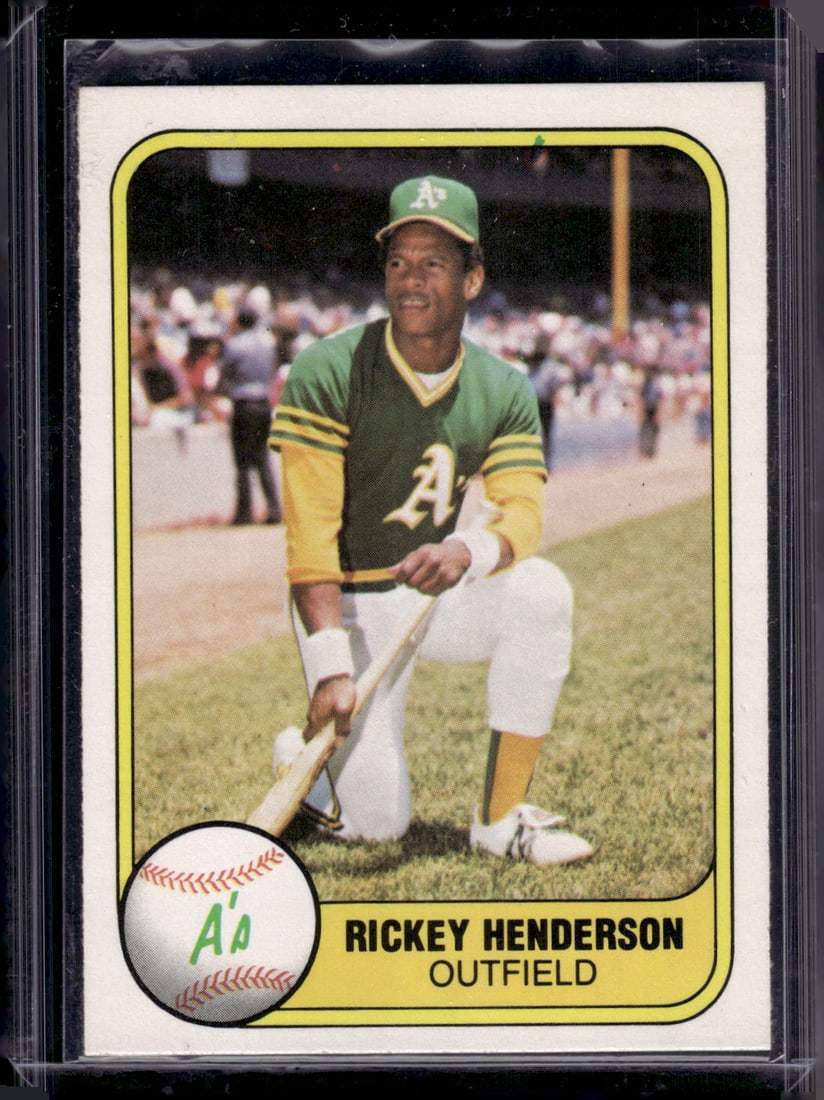 Rickey Henderson 1981 Fleer #574 Small Blue Mark Top Middle on Front See Pictures (1 of 2)