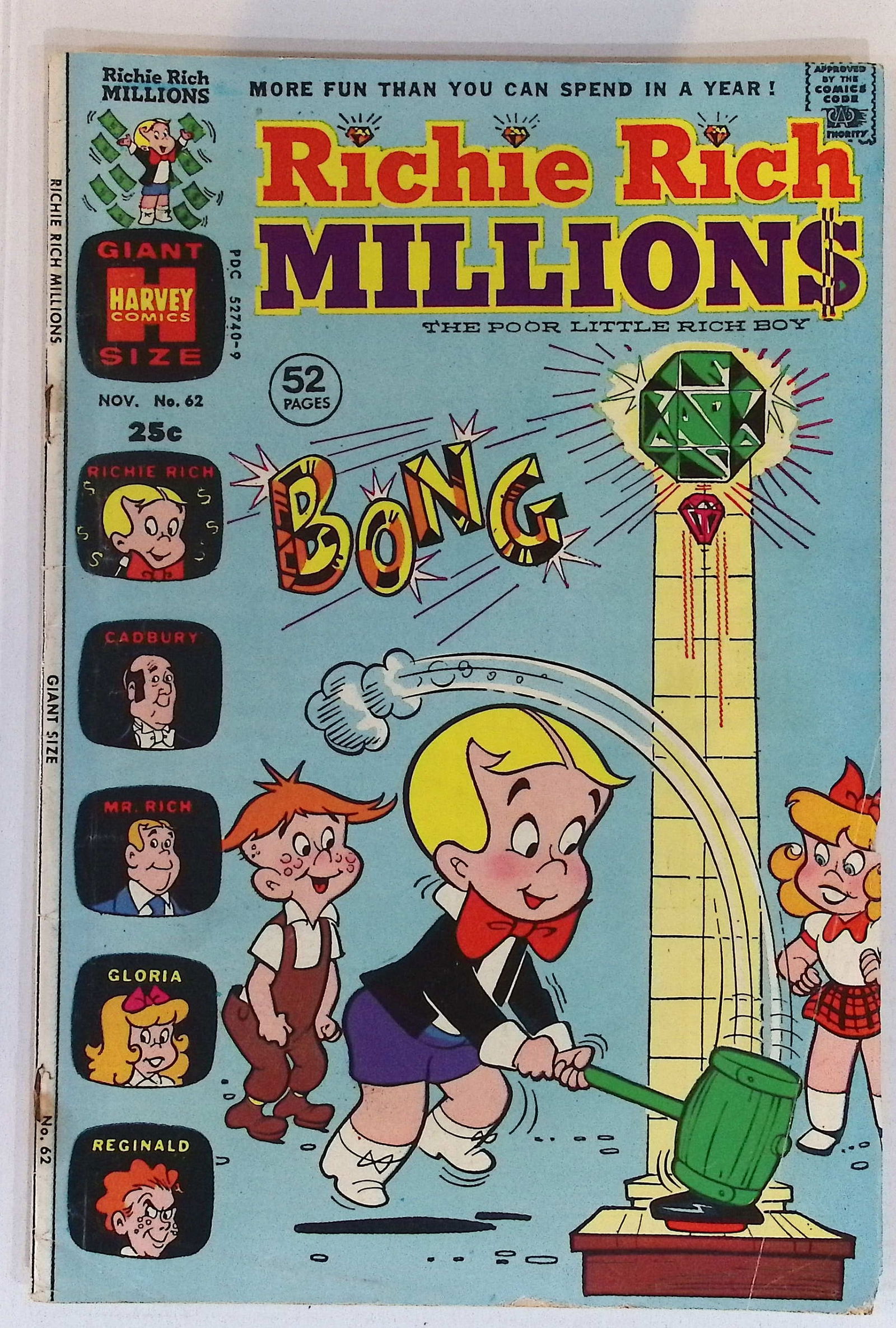 Richie Rich Millions Harvey Giant Size Vintage Comic Book: Nov 1973 #62, Low Grade, See Photos: All Comic Books come Bagged, Boarded, Shipping is a little more than baseball cards due to the cost of supplies, Super Heroes Collectibles, Auction Magazine Lots for Sale on Line, Valuable Comic Book
