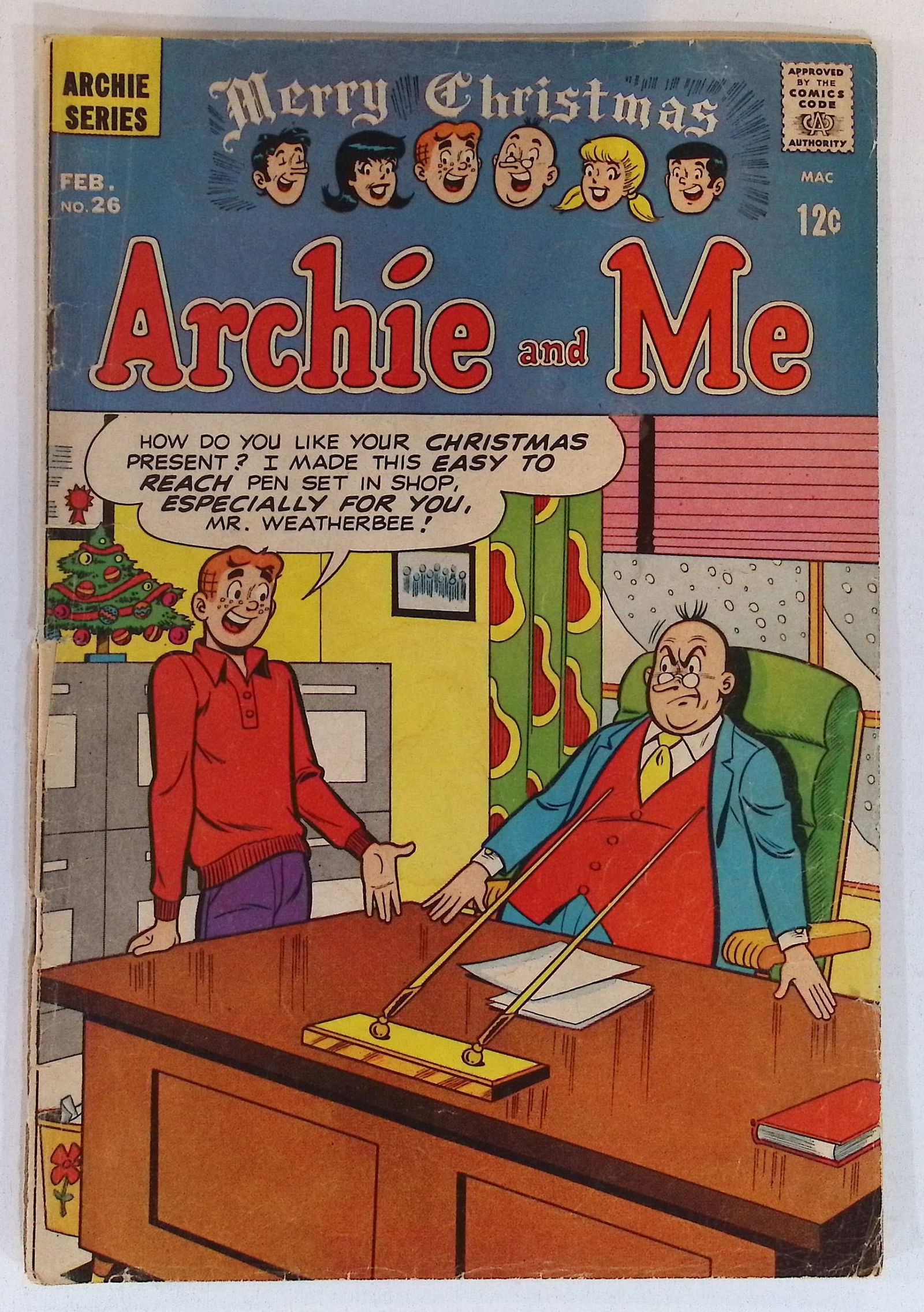 Archie and Me Merry Christmas Archie Silver Age Comic Book: Feb 1969 #26, See Photos: All Comic Books come Bagged, Boarded, Shipping is a little more than baseball cards due to the cost of supplies, Super Heroes Collectibles, Auction Magazine Lots for Sale on Line, Valuable Comic Book