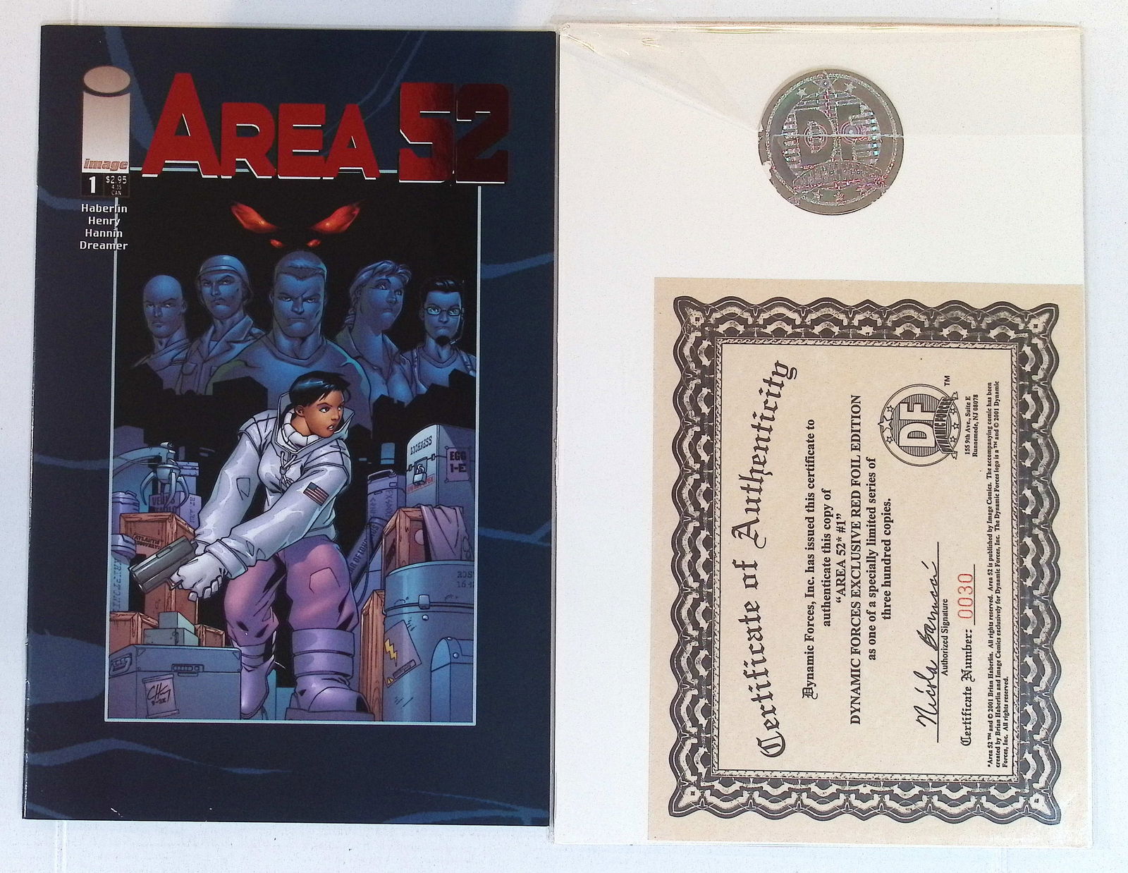 Area 52 Dynamic Forces Exclusive Red Foil Edition with COA #30 of 300 2001 #1Image Comics (1 of 4)