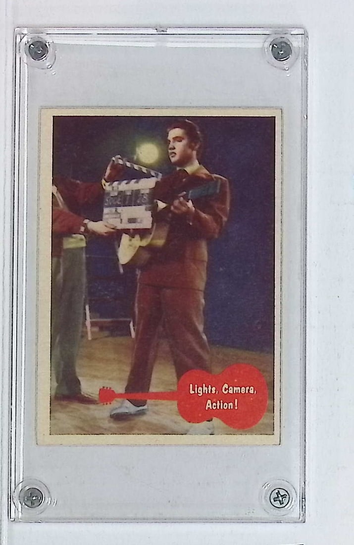 Elvis Presley Lights, Camera, Action! Card 1956 Topps Trading Card #39, See Photos: Rock & Roll Legend, American Icon, Music Hero, Gold Records, Hall of Fame, Trading Cards & Memorabilia for Sale on Line Near Me, Music Auction