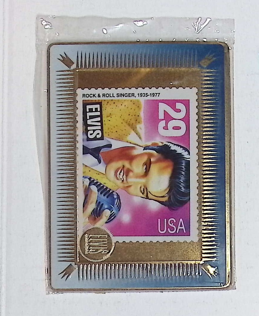 Elvis Presley 1993 Stamp Metallic Images Promotional Sample, See Photos: Rock & Roll Legend, American Icon, Music Hero, Gold Records, Hall of Fame, Trading Cards & Memorabilia for Sale on Line Near Me, Music Auction