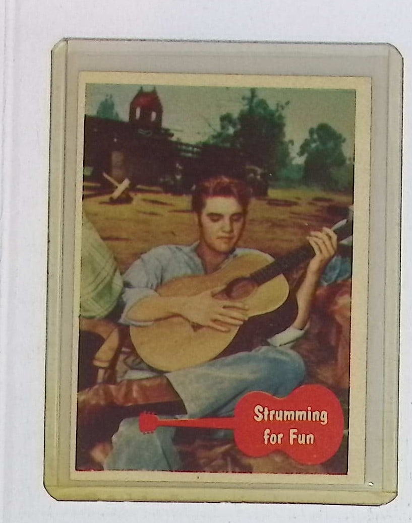 Elvis Presley Strumming For Fun Card 1956 Topps Trading Card #37, See Photos: Rock & Roll Legend, American Icon, Music Hero, Gold Records, Hall of Fame, Trading Cards & Memorabilia for Sale on Line Near Me, Music Auction